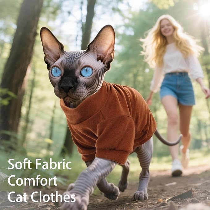 Fleece Sphynx Cat Clothes Soft Hairless Cat Clothes Pullover Cat Sweater - Image 2