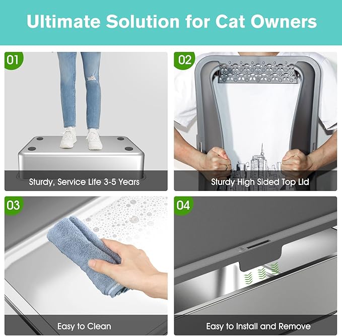 2PACK Stainless Steel Cat Litter Box - Image 5