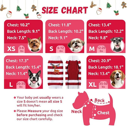 Christmas Dog Sweaters Xmas Pet Outfits Striped Elk Costume Holiday Clothes - Image 4