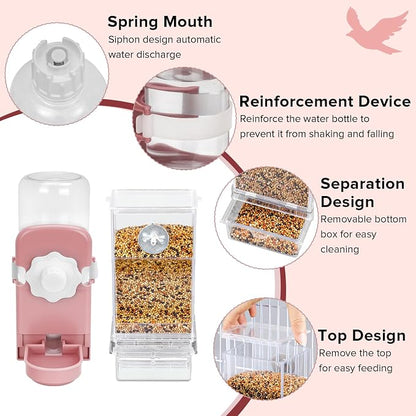 No Mess Bird Feeder Water Dispenser Set, Parakeet Cage Accessories, Bird Feeder - Image 7