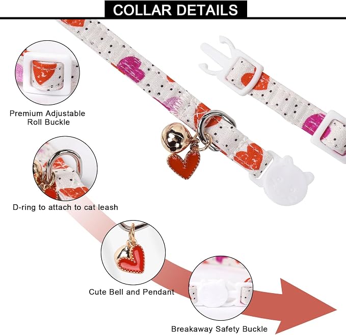 Lionet Paws 2pcs Pack Valentine's Day Cotton Cat Collar - Image 3