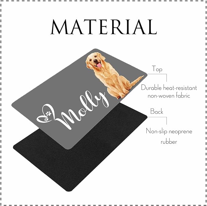 Personalized Dog Cat Mat with Name Photo Custom Placemat Feeding Mats - Image 3
