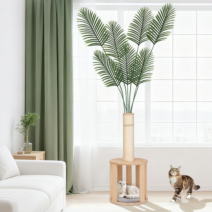82.7'' Tall Modern Cat Tree for Indoor Cats, Artificial Areca Palm Tree Cat - Image 9