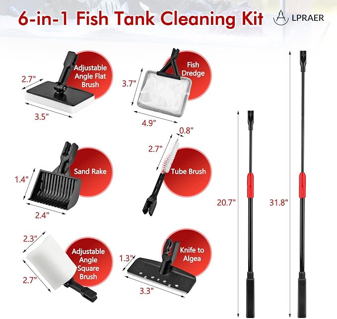 Lpraer Multifunction 7 PCS Aquarium Cleaning Tools Bundle Kit Set Adjustable - Image 3