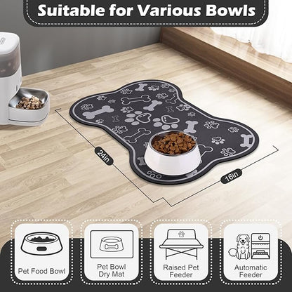 Dog Cat Food Mat, Rapid Absorbent Pet Feeding Mat, Bone Shaped Dog Placemat - Image 6