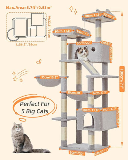 Taoqimiao Cat Tree 71-Inch, Cat Tower - Image 3