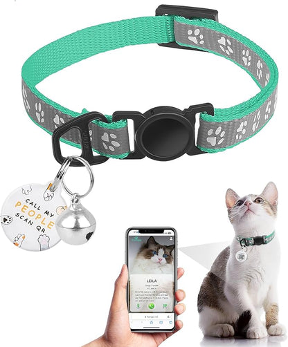 Cat Collar Breakaway with QR Code Name Tag, Reflective Kitten Collars with Bell by FURRIGO