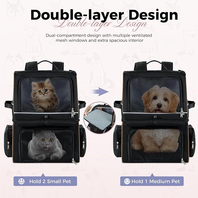 Lekebobor Double Cat Backpack Carrier - Image 3
