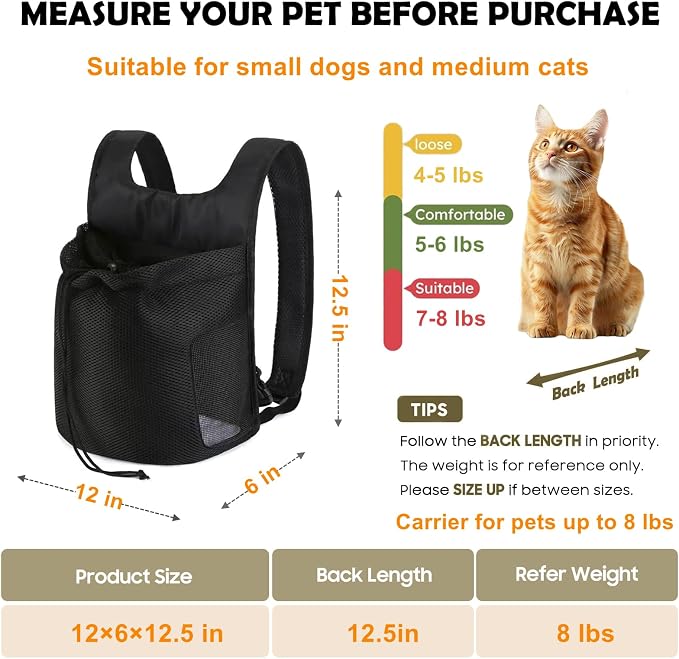 Dog Front Carrier Backpack, Ventilated Mesh Puppy Back Pack - Image 2