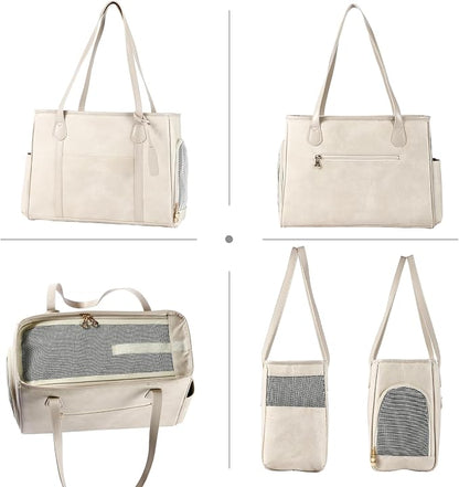 Stylish Dog Purse Carrier, Leather Pet Carrier Bag - Image 3