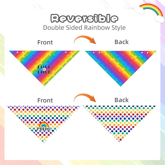 PAWCHIE 4 Pcs Dog Bandanas Gay Pride Rainbow Bandanas, Rainbow Scarf - Image 3