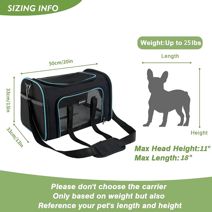 Soundy Large Cat Carrier Dog Carrier Under 25 Lbs, Collapsible Ventilated - Image 5