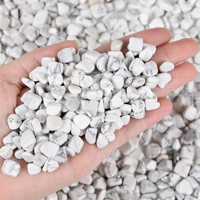 1lb Howlite Aquarium Gravel Rocks Natural Tumbled Healing Crystal Chips Bulk - Image 2
