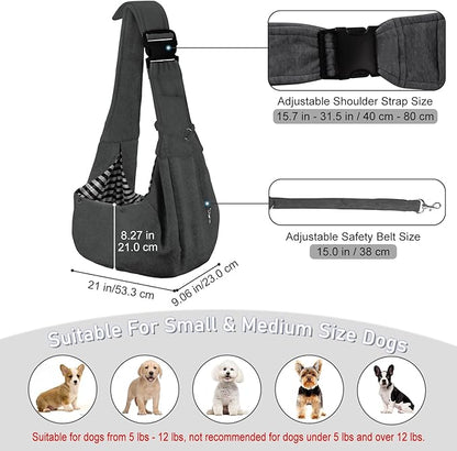 PETLOFT Reversible Dog Cat Sling Carrier, Small Carrier, Adjustable Sling - Image 2
