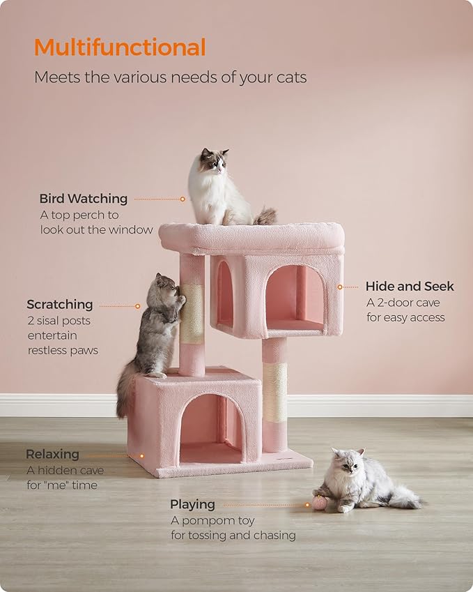 Feandrea Cat Tree, 40.6-Inch Cat Tower, Plush Condo - Image 4