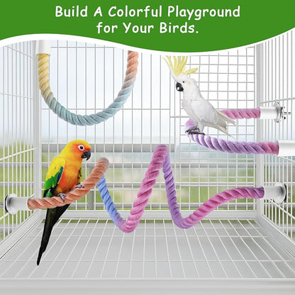 3 Pcs Bird Rope Perches Gradient Color, Bendable Parrot Bird Perch Rope Stand - Image 6