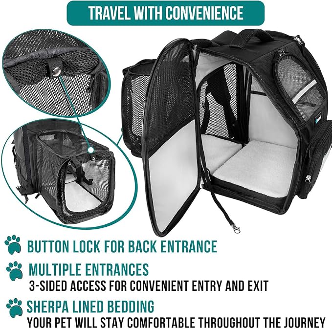 PetAmi Dog Cat Backpack Carrier, Expandable Pet Carrier Backpack - Image 4