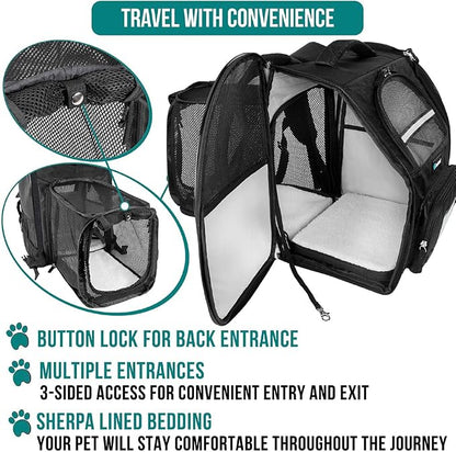 PetAmi Dog Cat Backpack Carrier, Expandable Pet Carrier Backpack - Image 4