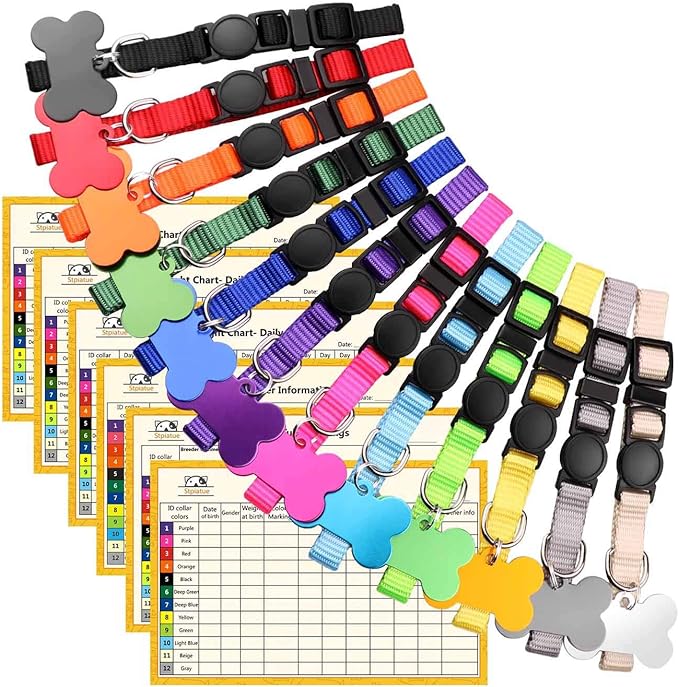 Upgraded Puppy Collars for Litter Puppy ID Collars Whelping Supplies Soft Nylon by Stpiatue