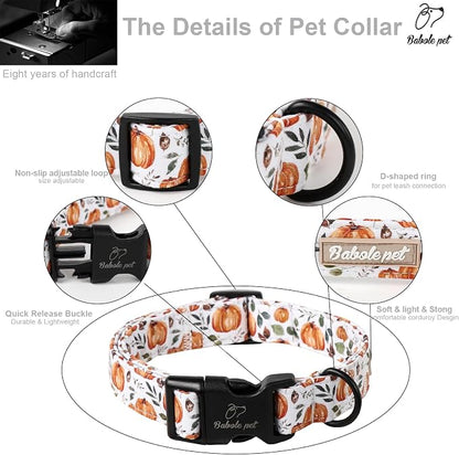 Fall Dog Collar, Cute Orange Pumpkin Pattern Puppy Collar, Soft Comfort - Image 4