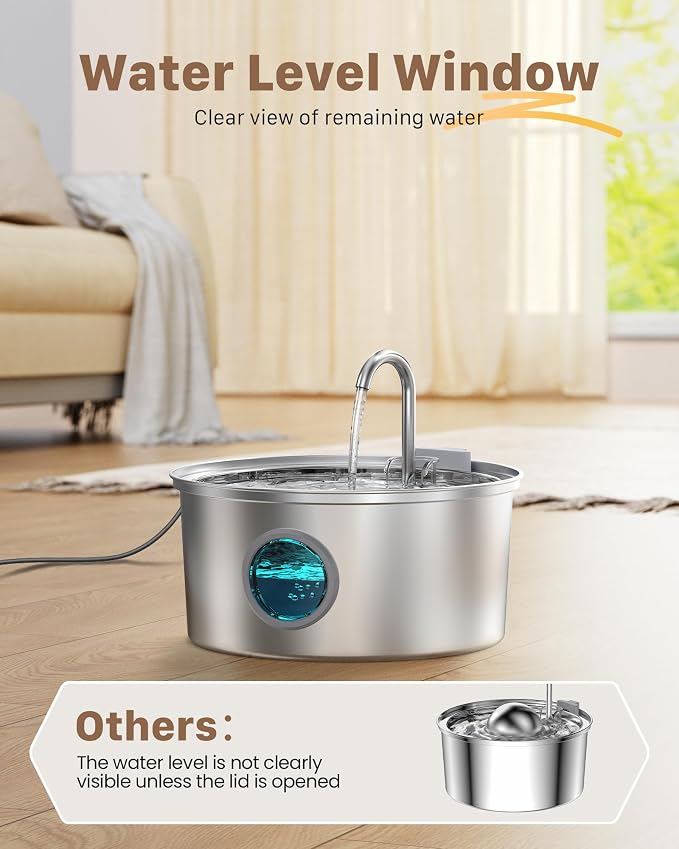 Stainless Steel Pet Water Fountain: 108oz/3.2L Cat Fountains - Image 5