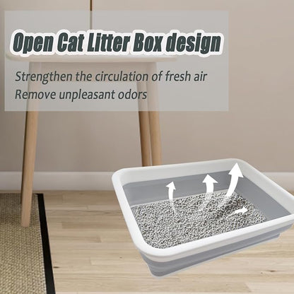 2 Pack Collapsible Small Cat Litter Box, Open Kitten Litter Potty Pan Low Entry - Image 6