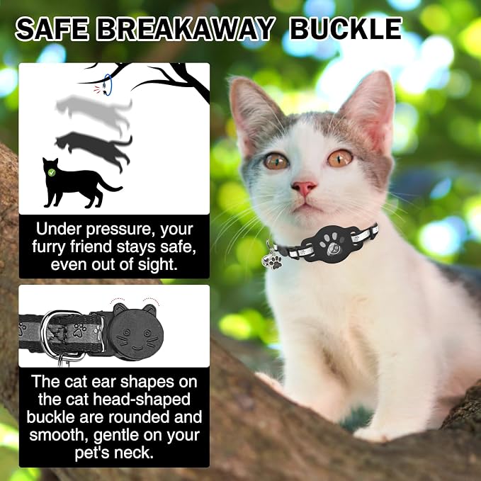 Airtag Cat Collar Breakaway, Reflective Kitten Collar - Image 2