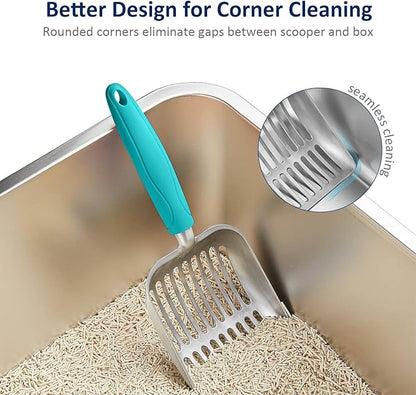 WePet Cat Litter Scoop, Aluminum Alloy Sifter, Kitty Metal Scooper, Deep Shovel - Image 5