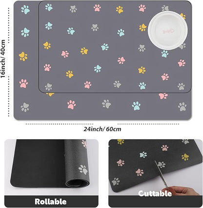 Cat Food Mat Absorbent Dog Mat for Food and Water Non Slip Quick Dry Dog Bowl - Image 4