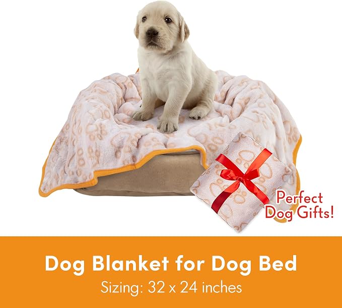 Stuffed Small Beige Premium Soft Dog Blanket, - Image 5