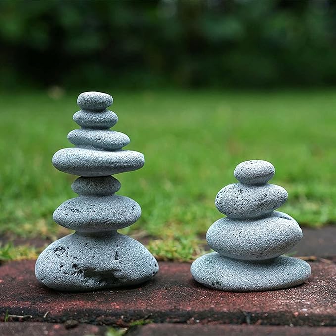 OwMell Balanced Stones Cairn Statue Garden Decor, Stacked Zen Rock Stone - Image 4