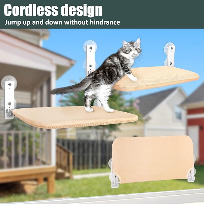 Sunhoo Cat Window Hammock Perch Cordless Perches Window Sill Seat Bed Foldable - Image 6