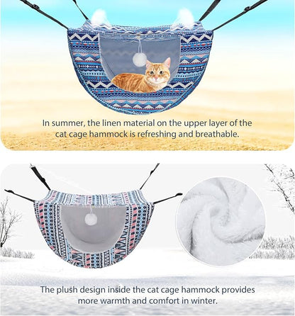 Unittype 2 Pieces Cat Cage Hammock Hanging Pet Bed Double Layer Soft Plush - Image 5
