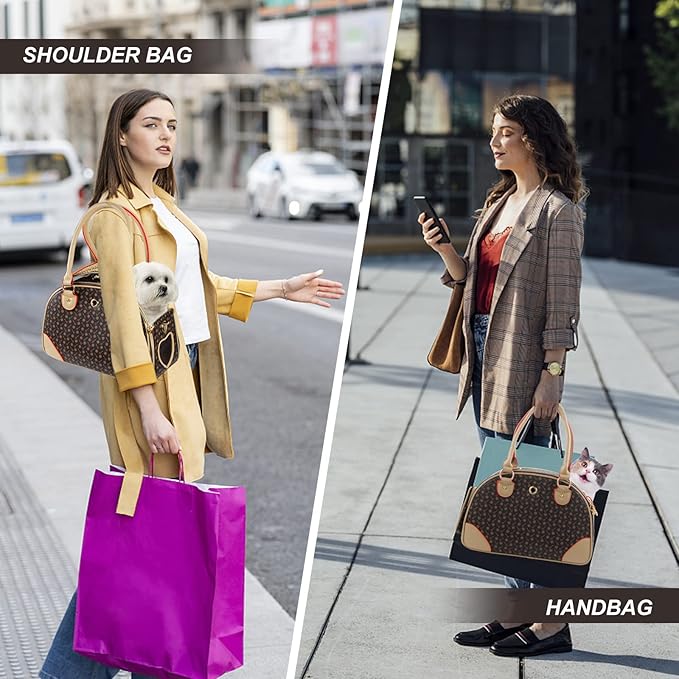Fashion Dog Carrier PU Leather Dog Handbag Dog Purse Cat Tote Bag Pet Cat Dog - Image 7