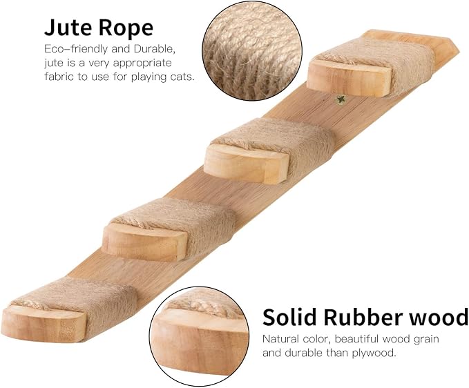 FUKUMARU Cat Climbing Shelf Wall Mounted, Four Step Cat Stairway - Image 3