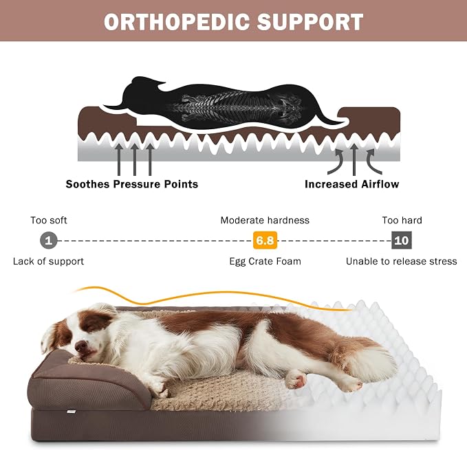 INVENHO Orthopedic Medium Dog Dogs, Egg-Crate Foam Dog Couch - Image 2