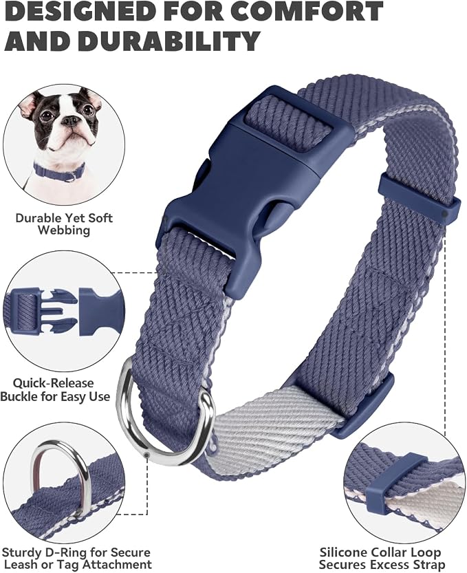 Dynmeow Soft and Breathable Cotton Dog Collar, Durable Adjustable Pet Collar - Image 2