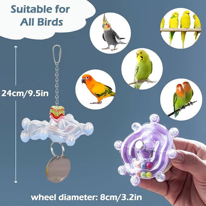 Bird Toys for Parakeets, Colorful Parakeet Toys Wheel, Interactive Spinner - Image 3