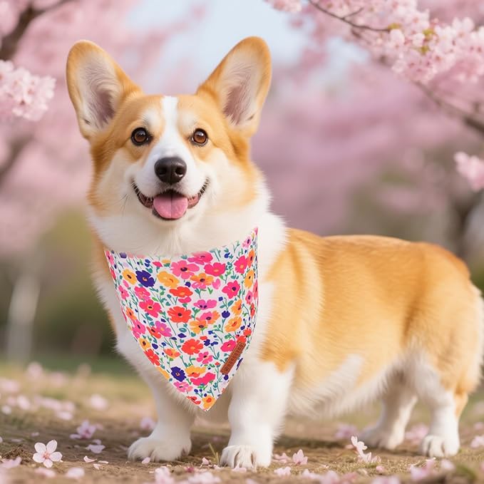 ADOGGYGO Floral Dog Bandanas 2 Pack, Reversible Cute Flower Scarf, Premium - Image 3