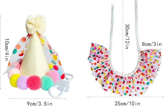 Cat Dog Princess Costumes Puppy Cat Birthday Bandana Scarf and Party Hat Cute - Image 2