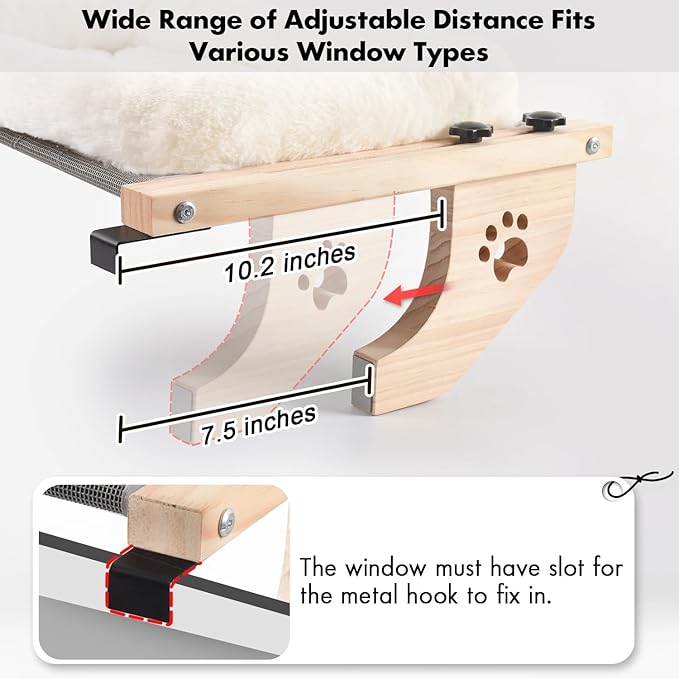 AMOSIJOY Cat Sill Window Perch Sturdy Hammock Window Seat - Image 5