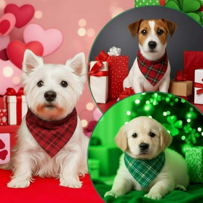 Abbylike 50 Pcs St. Patrick's Day Dog Bandanas Bulk Green Plaid Bandanas - Image 5