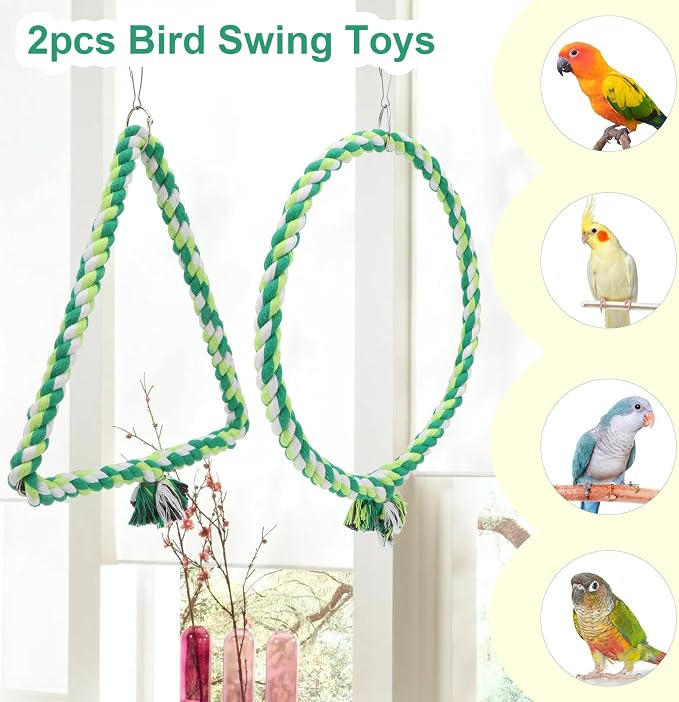 Wontee Bird Swing Bird Rope Perch Parrot Climbing Stand - Image 4