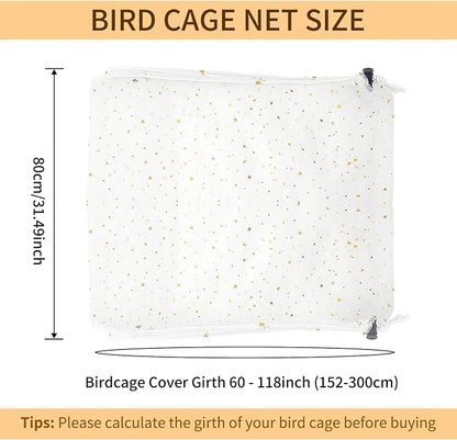 Bird Cage Cover, 60-118'' Large, 31.5'' H Adjustable Nylon Mesh Net, Soft Airy - Image 2