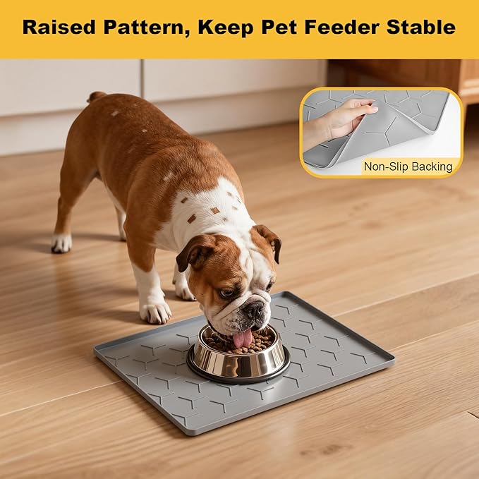 Pieviev 16''x12'' Dog Cat Food Bowl Mat, Silicone Waterproof Food Grade Pet - Image 6