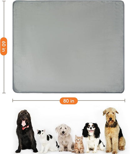 Waterproof Dog Blankets Light Grey Pet Blanket 60"x80", Soft Fluffy Sofa Car - Image 2