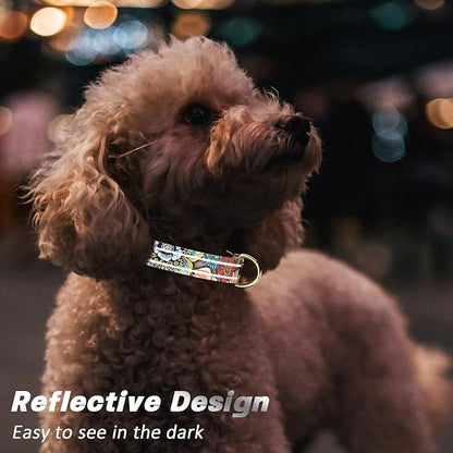 Reflective Dog Collar for Small Dogs, Cute Boho Adjustable Heavy-Duty Nylon - Image 3