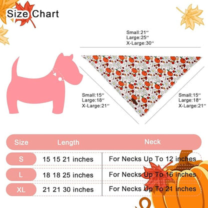 Fall Dog Bandana – Beige Pumpkin Floral Triangle Scarf - Image 2