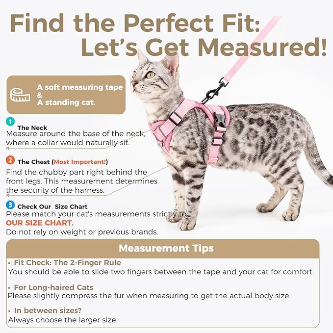 Cat Harness and Leash Set Escape Proof Tactical Large Kitten Harness Emotional - Image 2