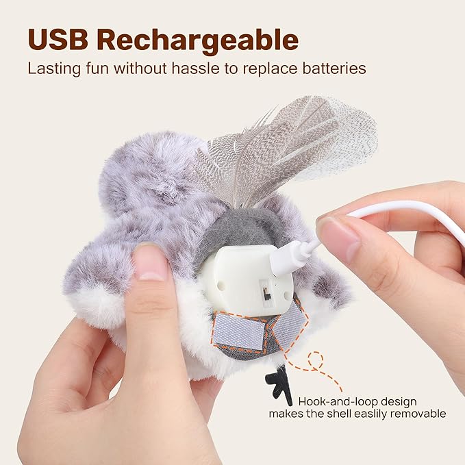 Potaroma Cat Toys Flapping Bird, Lifelike Sandpiper Chirp Tweet, Rechargeable - Image 5